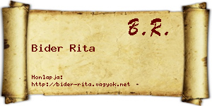 Bider Rita névjegykártya