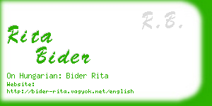 rita bider business card